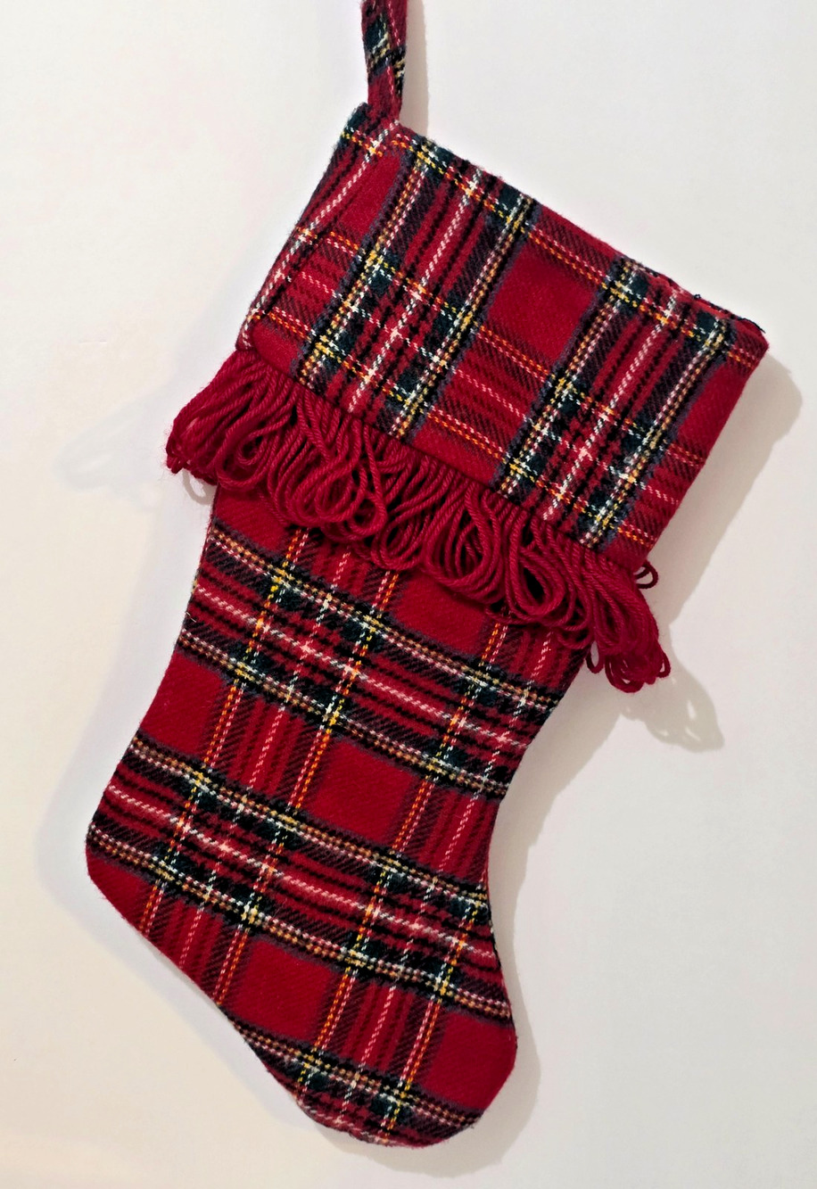 Santa's Best 21" Christmas Stocking Wool Red & Green Plaid
